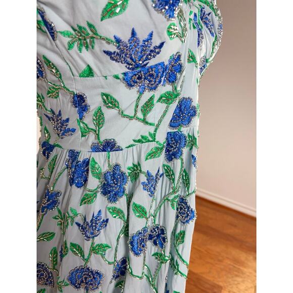 B37 Dress The Population Halter Beaded Floral Dress XS Glam Swiftie Y2K Prom - Picture 4 of 6